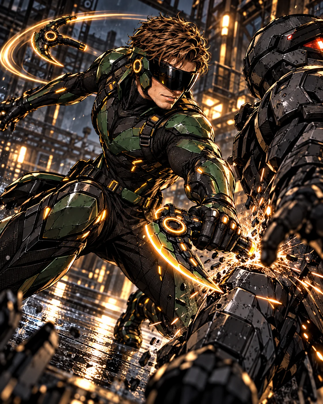 Agent Emerald striking an armored target with a Vector Talon