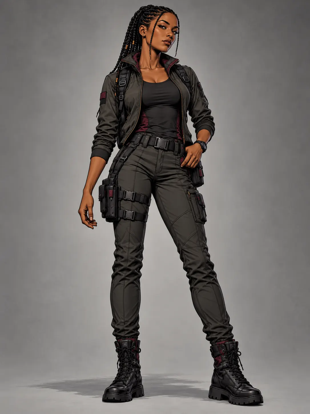 Amari Razman in dark, streamlined reconnaissance gear